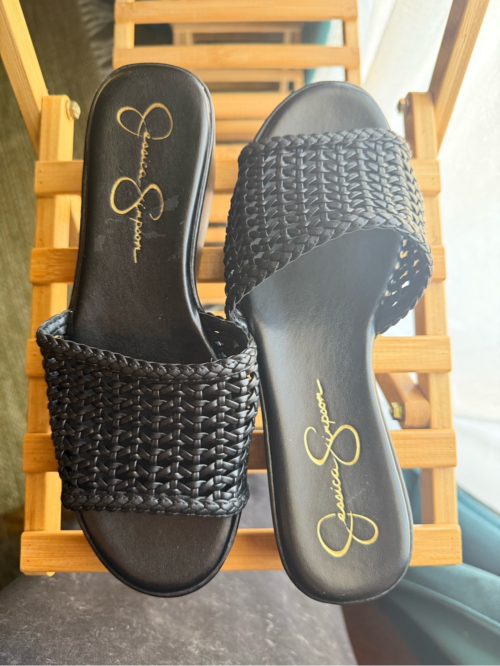 Jessica Simpson Black Braided Slide Mules